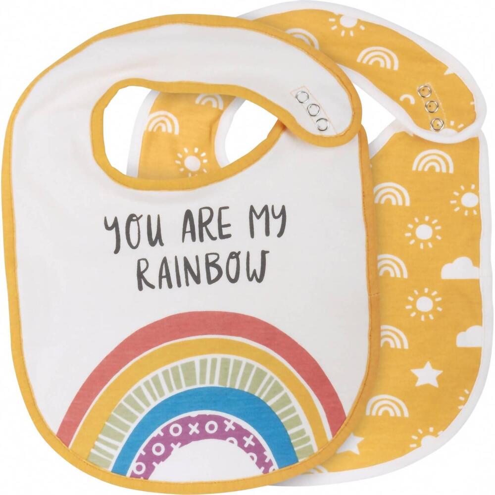 NEW PRIMITIVES BY KATHY you are my rainbow baby bib set in multi